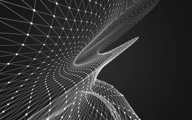 Çokgen alanı düşük Poli koyu arka plan, 3d render