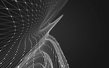 Çokgen alanı düşük Poli koyu arka plan, 3d render