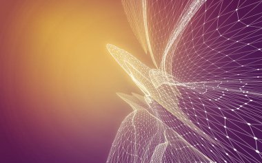 Çokgen alanı düşük Poli koyu arka plan, 3d render