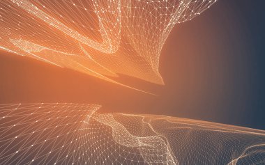 Çokgen alanı düşük Poli koyu arka plan, 3d render