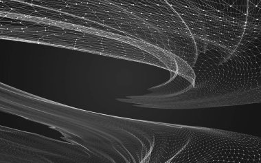 Çokgen alanı düşük Poli koyu arka plan, 3d render