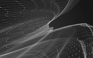 Çokgen alanı düşük Poli koyu arka plan, 3d render