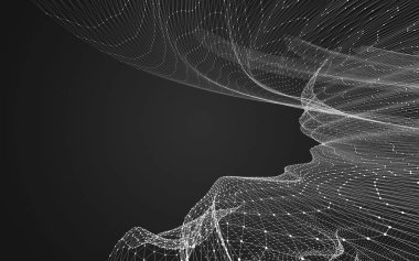 Çokgen alanı düşük Poli koyu arka plan, 3d render