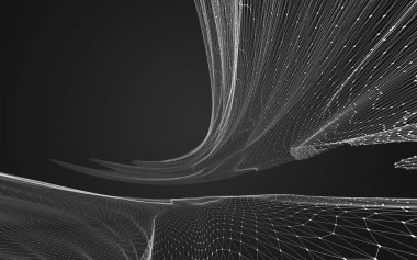 Çokgen alanı düşük Poli koyu arka plan, 3d render