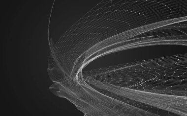 Çokgen alanı düşük Poli koyu arka plan, 3d render