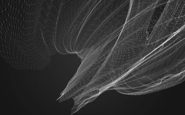 Çokgen alanı düşük Poli koyu arka plan, 3d render