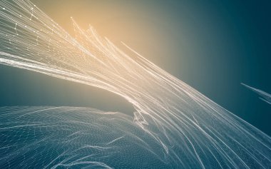 Çokgen alanı düşük Poli koyu arka plan, 3d render