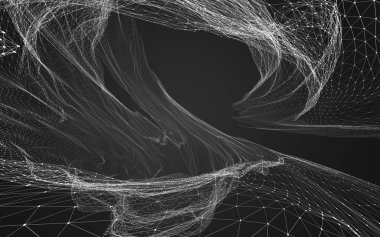 Çokgen alanı düşük Poli koyu arka plan, 3d render