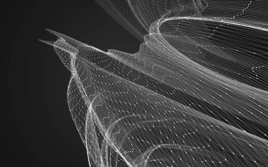 Çokgen alanı düşük Poli koyu arka plan, 3d render