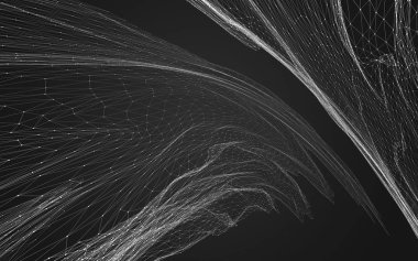 Çokgen alanı düşük Poli koyu arka plan, 3d render