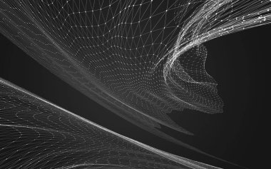 Çokgen alanı düşük Poli koyu arka plan, 3d render