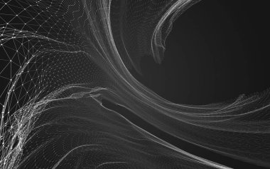 Çokgen alanı düşük Poli koyu arka plan, 3d render