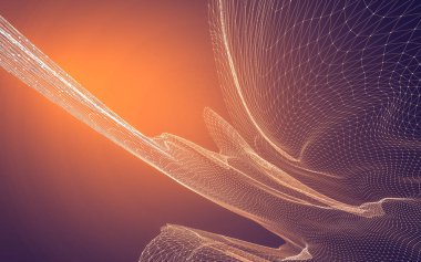 Çokgen alanı düşük Poli koyu arka plan, 3d render