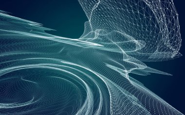 Çokgen alanı düşük Poli koyu arka plan, 3d render