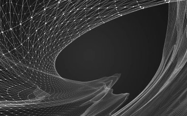 Çokgen alanı düşük Poli koyu arka plan, 3d render