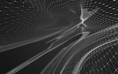 Çokgen alanı düşük Poli koyu arka plan, 3d render