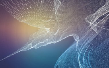 Çokgen alanı düşük Poli koyu arka plan, 3d render