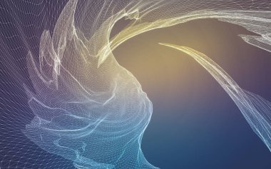 Çokgen alanı düşük Poli koyu arka plan, 3d render