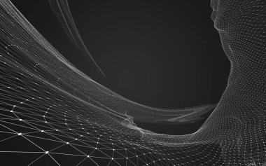 Çokgen alanı düşük Poli koyu arka plan, 3d render