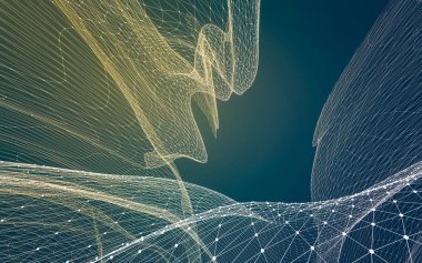 Çokgen alanı düşük Poli koyu arka plan, 3d render