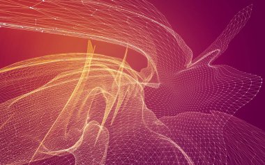 Çokgen alanı düşük Poli koyu arka plan, 3d render