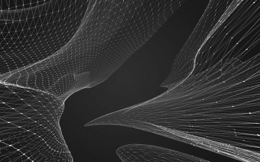 Çokgen alanı düşük Poli koyu arka plan, 3d render