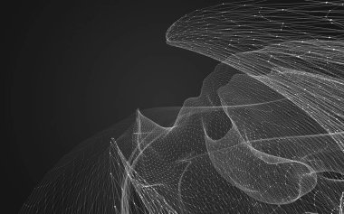 Çokgen alanı düşük Poli koyu arka plan, 3d render