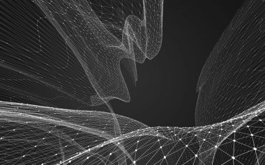 Çokgen alanı düşük Poli koyu arka plan, 3d render