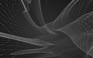 Çokgen alanı düşük Poli koyu arka plan, 3d render