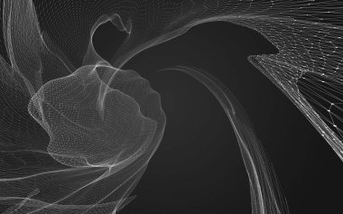 Çokgen alanı düşük Poli koyu arka plan, 3d render