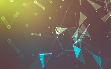 Çokgen alanı düşük Poli koyu arka plan, 3d render