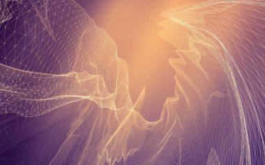 Çokgen alanı düşük Poli koyu arka plan, 3d render