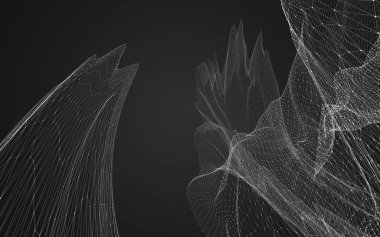 Çokgen alanı düşük Poli koyu arka plan, 3d render