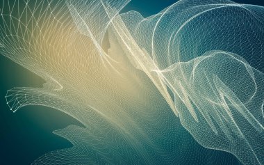 Çokgen alanı düşük Poli koyu arka plan, 3d render