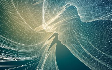 Çokgen alanı düşük Poli koyu arka plan, 3d render