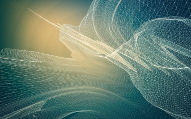 Çokgen alanı düşük Poli koyu arka plan, 3d render