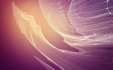 Çokgen alanı düşük Poli koyu arka plan, 3d render