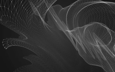 Çokgen alanı düşük Poli koyu arka plan, 3d render