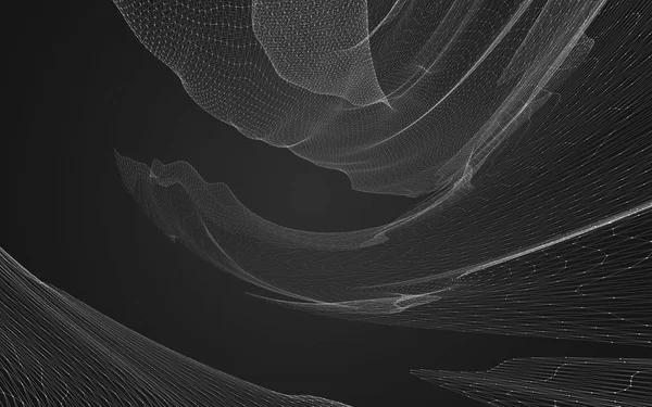 Espaço poligonal abstrato baixo fundo escuro poli, renderização 3d — Fotografia de Stock