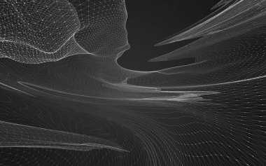 Çokgen alanı düşük Poli koyu arka plan, 3d render