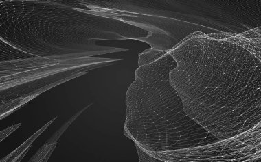 Çokgen alanı düşük Poli koyu arka plan, 3d render