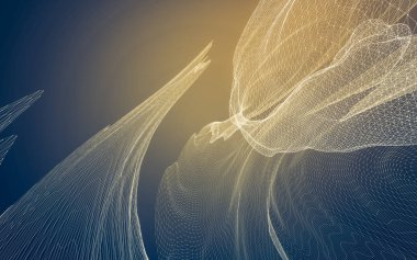 Çokgen alanı düşük Poli koyu arka plan, 3d render