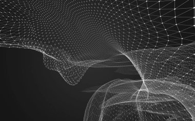 Çokgen alanı düşük Poli koyu arka plan, 3d render