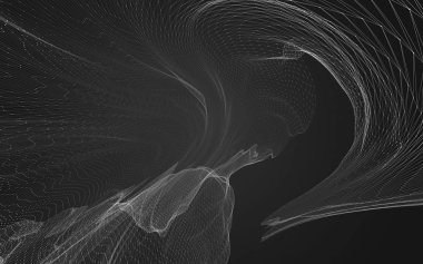 Çokgen alanı düşük Poli koyu arka plan, 3d render