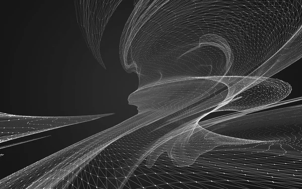 Çokgen alanı düşük Poli koyu arka plan, 3d render