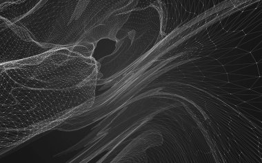 Çokgen alanı düşük Poli koyu arka plan, 3d render