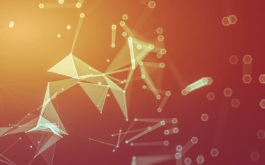 Çokgen alanı düşük Poli koyu arka plan, 3d render