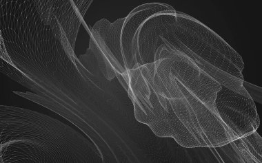 Çokgen alanı düşük Poli koyu arka plan, 3d render