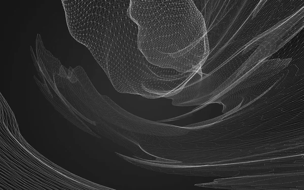 Çokgen alanı düşük Poli koyu arka plan, 3d render