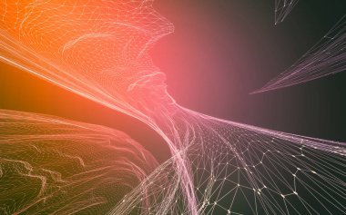 Çokgen alanı düşük Poli koyu arka plan, 3d render